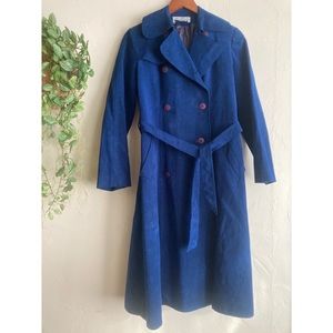 Vintage Gino Rossi Blue Microsuede Trench Coat